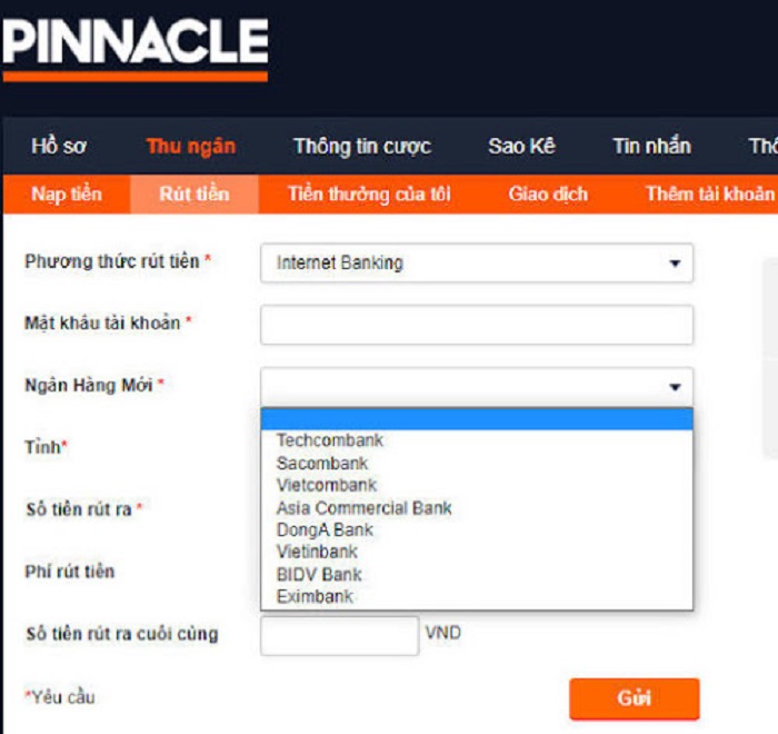 Pinnacle hỗ trợ nhiều ngân hàng giao dịch