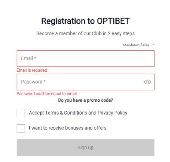 Đăng ký tài khoản Optibet dễ dàng